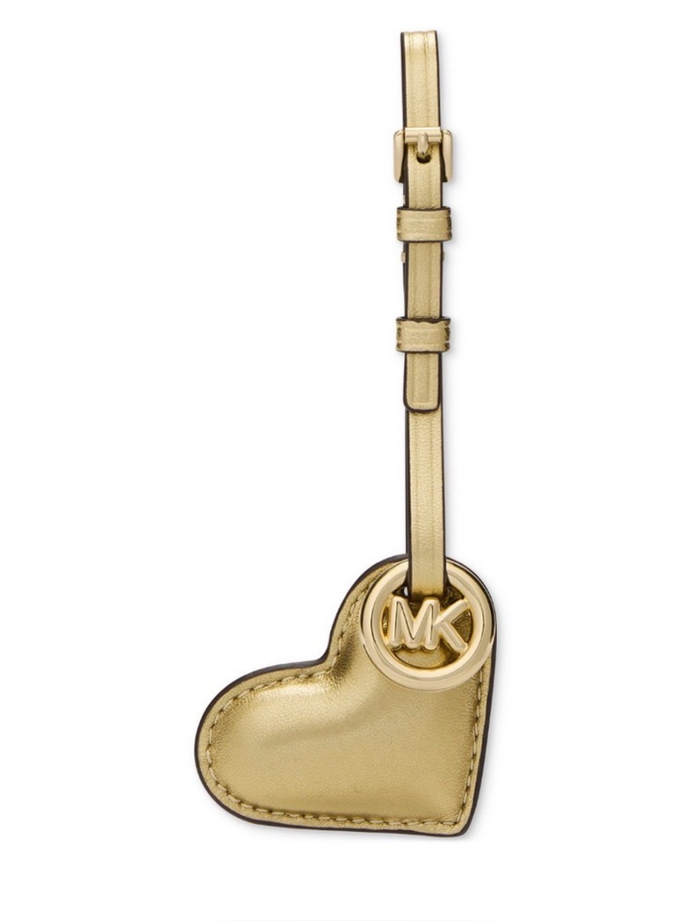 NIB! Michael Kors Metallic Gold Tone Heart Leather Bag Charm